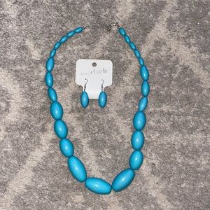 Teal earrings and necklace set